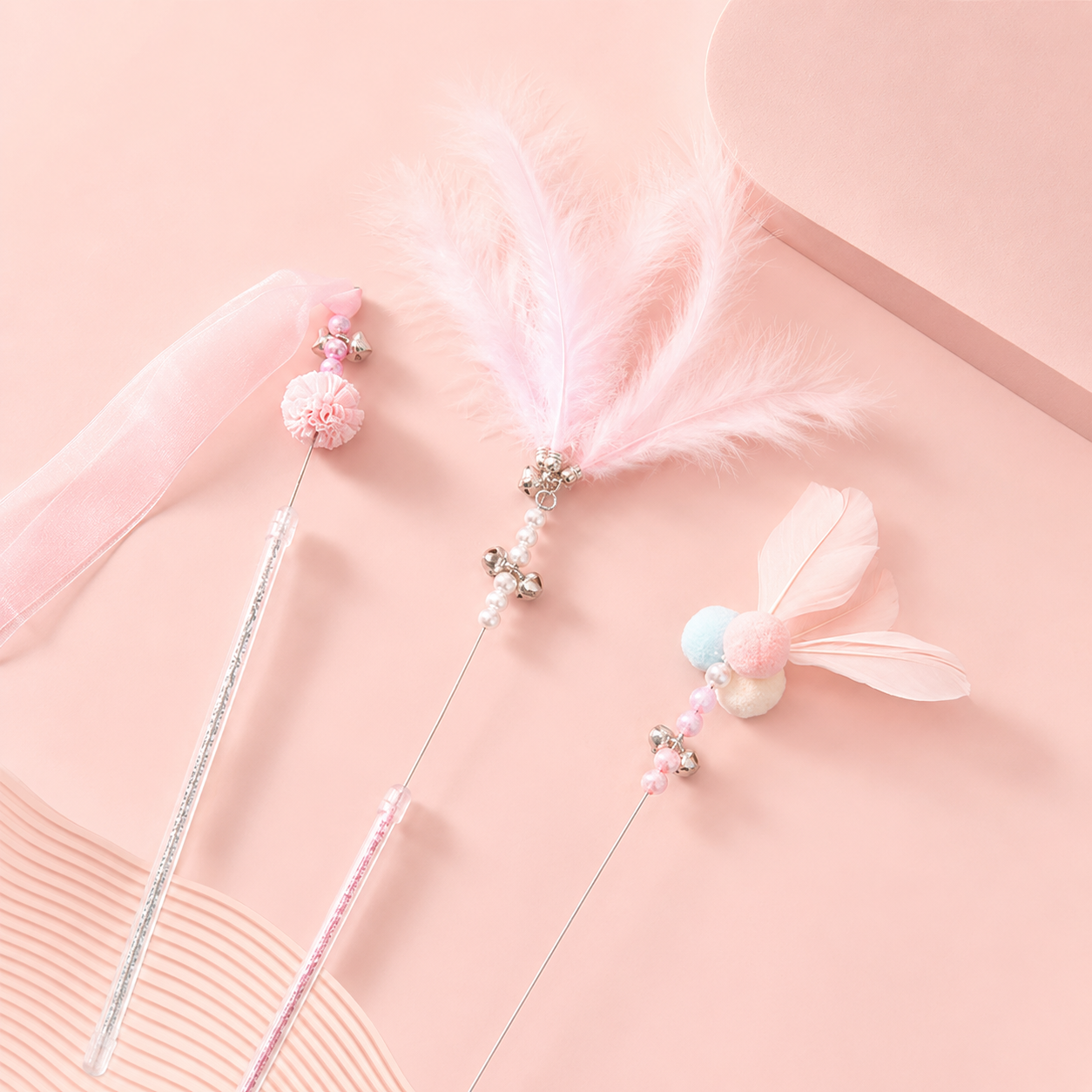 Interactive Cat Teaser Wand Toy – Feather & Plush Ball Cat Toy for Exercise, Playtime & Bonding 🐾