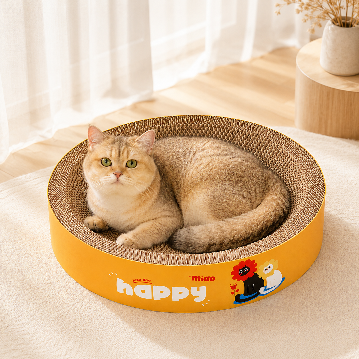 Round Cat Scratcher Bed – Durable Cardboard Cat Scratch Pad & Lounge Bowl 🐾