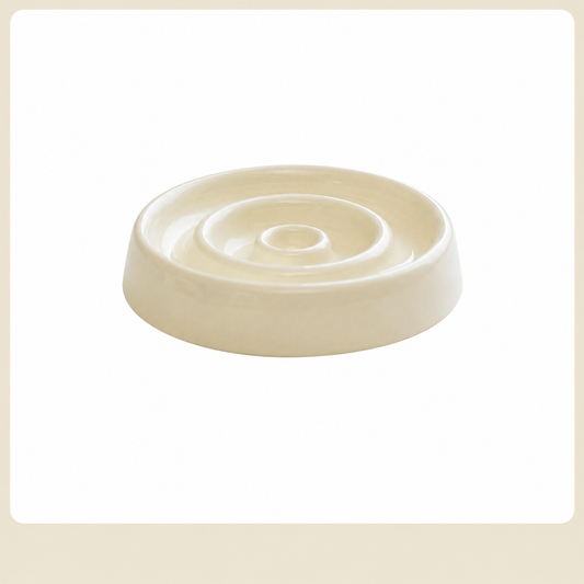 Ceramic Slow Feeder Cat Bowl – Elevated Anti-Gobble Pet Food Bowl with Wooden Base 🐾