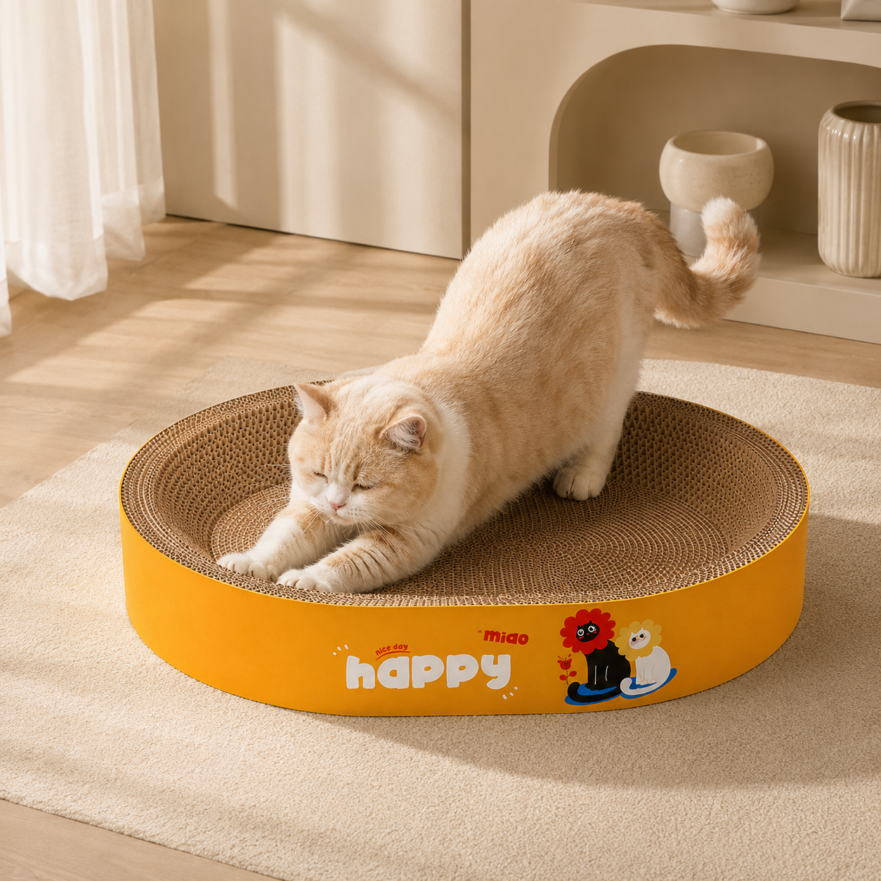 Round Cat Scratcher Bed – Durable Cardboard Cat Scratch Pad & Lounge Bowl 🐾