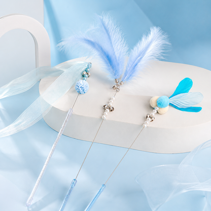 Interactive Cat Teaser Wand Toy – Feather & Plush Ball Cat Toy for Exercise, Playtime & Bonding 🐾
